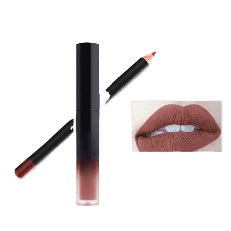 Gloss — pinceau à lèvres, longue durée, sans logo, naturel, Kits de maquillage, crayon à lèvres en bois