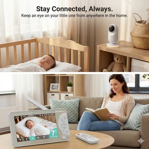 KT-714W จอภาพขนาดใหญ่ 7 นิ้ว กล้องวงจรปิดอัจฉริยะสำหรับเด็ก ควบคุมผ่านแอพ WiFi ตรวจจับการเคลื่อนไหวด้วย AI ตรวจจับเสียงร้องไห้ ติดตามการเคลื่อนไหว กล้องไร้สายความคมชัดสูง - Product Image 2