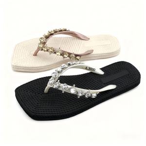 รองเท้าแตะคริสตัลหรูหราสำหรับผู้หญิง Nicecin ประดับด้วยเพชรเม็ดใหญ่ พื้นรองเท้าแบบเชือกถัก รองเท้าแตะชายหาดฤดูร้อน รับผลิตตามแบบ OEM - Product Image 2