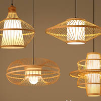 Lampe suspendue en bambou tressé en forme de coquille pour cuisine et restaurant