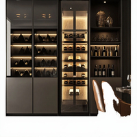 Meuble à vin en bois massif écologique personnalisé avec éclairage LED, porte en verre trempé, bar moderne pour la maison, rangement et présentation pour salon