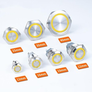 12mm 16mm 19mm 22mm 25mm 30mm chuyển đổi chính lớn hơn hiện tại đẩy nút chuyển đầu phẳng vít chân thép không gỉ đẩy nút - Product Image 4