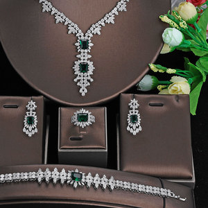 BAOYI नई शादी दुल्हन वर क्रिस्टल Rhinestones के हार कान की बाली आभूषण सेट - Product Image 2