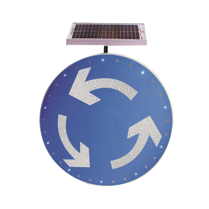 Vàng Vòng Tròn đường giao thông dấu hiệu với nguệch ngoạc mũi tên năng lượng mặt trời Powered <span class=keywords><strong>LED</strong></span> nhấp nháy giao thông dừng dấu hiệu Thắp sáng cảnh báo lối đi bộ dấu hiệu - Product Image 1