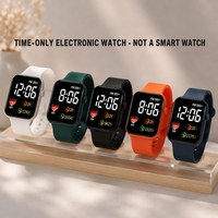 Jam Tangan Sport Mewah Kotak Logo Kustom 2026 untuk Wanita Pria Anak-anak, Jam Tangan Digital LED Elektronik, Fashion Kasual Simpel