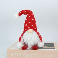 Gnome de Noël Nordique en Peluche avec Chapeau Tricoté, Décoration de Noël en Tissu Polyester pour la Maison