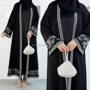 Abaya Negra con Cuentas, Diseño Habib 2026, Venta al por Mayor en Dubái, Abaya Abierta de Lujo de Alta Calidad con Bordado, Ropa Islámica - Product Image 1