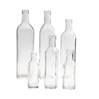 250ml/500ml/1000ml Bouteilles en verre de cuisine vides Marasca Dorica Vinaigre Huile d'olive Verseur Couvercles Becs Surface polie pour diffuseur