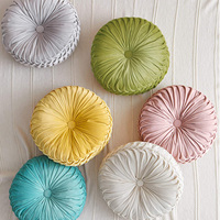 Coussin rond en velours de deux tailles, coussin plissé pour le sol, pour salon, chambre à coucher