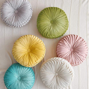 Zwei Größe Samt <span class=keywords><strong>Round</strong></span> Throw Pillow Chair Plissee Boden Rundes Kissen für Wohnzimmer Schlafzimmer - Product Image 2