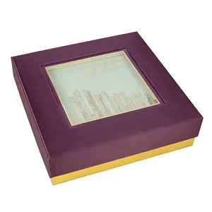 Scatola di carta regalo in cartone pieghevole stampata Offset personalizzata con finestra in PVC trasparente per feste natalizie scatole regalo Kraft