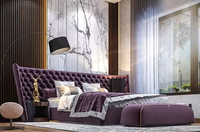 Lit Chesterfield classique capitonné avec tête de lit haute, taille King, pour chambre à coucher, villa, hôtel, projet