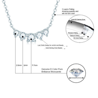 Collier ras du cou en argent sterling 925 avec pendentif sourire incurvé en moissanite ronde à 5 pierres pour femme, avec certificat GRA