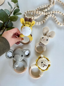 C'dear Ensemble de brosses de bain pour bébé en coton 100% biologique, jouet hochet et anneau de dentition lapin, coffret cadeau nouveau-né avec boîte cadeau - Product Image 2