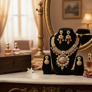 Gold Plated Pota Stone and <b>Pearls</b> Necklace <b>Set</b> 11714366PGR Exquisite Fine Jewelry <b>Set</b> - Product Image 3