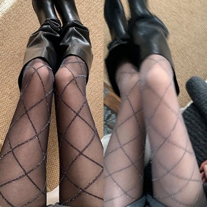 Silver Wire Diamond Pattern Sheer Pantyhose 0D Ultra Thin Women Four Seasons Wear - Product Image 1