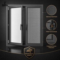 Sistema de Ventanas Abatibles de Aluminio con Marco Delgado Moderno, Ventanas Residenciales Impermeables con Pantalla Invisible