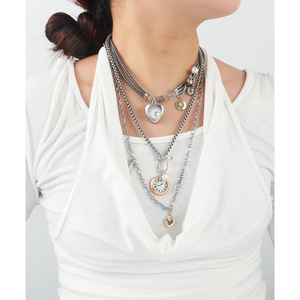 Collar Largo de Metal con Diseño de Reloj de Bolsillo <span class=keywords><strong>Retro</strong></span> Multicapa con Colgante de Corazón y Llave, Joyería de Moda Kaimei 2026 - Product Image 4
