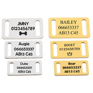 Nhà máy trực tiếp tùy chỉnh khắc rắn đồng thau hoặc thép không gỉ im lặng trượt trên cổ áo hình chữ nhật <span class=keywords><strong>ID</strong></span> Dog <span class=keywords><strong>ID</strong></span> tag - Product Image 3