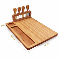Plateau à charcuterie en bambou écologique personnalisé OEM avec couteau à fromage, fourchette, spatule et boîte cadeau pour dégustation de vin