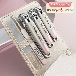 Juego de 5 Piezas de Cortaúñas de Acero Inoxidable, Kit de Manicura Electrochapado con Estuche de Viaje, Lima de Uñas y Limpiador de Oídos para Adultos - Product Image 5