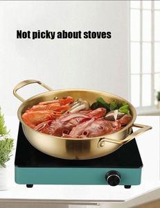 Seadfood <strong>Paella</strong> <strong>Pans</strong> Golden Cooking Non Stick Stainless Steel Double Ear Korean Handle Pot Frying <strong>Pan</strong> - Product Image 4