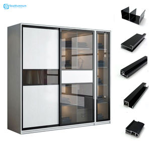 Tối Giản Nhôm Tủ Quần Áo Cửa Trượt Nhân Đôi Tủ Quần Áo Cửa Bên Mở Hoàn Thành Bề Mặt Sợi Thủy Tinh Màn Hình Lưới Trang Trí - Product Image 1