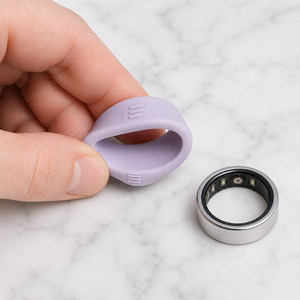 Coque de protection en silicone Oura Ring 5/4 Galaxy Ring RingConn Ultrahuman, couleur lilas lavande, ventilée, respirante, motif floral - Product Image 1