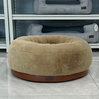 Lit pour animaux de compagnie ETRIP PET, luxueux, doux, moelleux, chaud, en peluche kaki, nid pour chien, lit rond en forme de beignet pour chat et chien, hiver