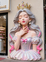 Statue de Princesse Française Vintage en Fibre de Verre, Robe Bouffante, Couronne, Détail Perle, Décoration Romantique pour Jardin, Patio, Entrée