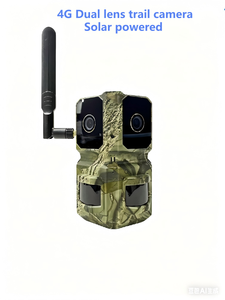 Caméra de surveillance solaire 4G LTE sans fil à double objectif avec détection de <span class=keywords><strong>mouvement</strong></span> IA, capteur CMOS 4K, vision nocturne IR 940NM, GPS et stockage cloud - Product Image 1