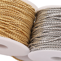Chaîne AR en or 18K martelé carré de 2mm 3mm et 4mm, collier en acier et titane, accessoires de chaîne de riz, breloque pour bijoux, bricolage, nouveauté