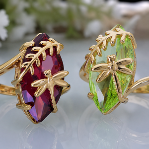 Anello a forma di libellula in stile verde, design naturale, accessori alla moda per l'uso quotidiano - Product Image 1