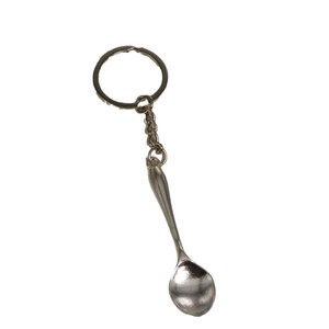 Llavero de cuchara de té de 66x17mm, cadena de aleación de zinc en tono plateado con anilla de 30mm para regalos de cocina para chefs - Product Image 5