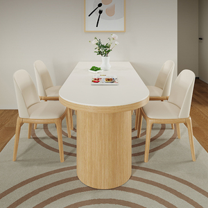 <span class=keywords><strong>Table</strong></span> de style île en dalle de roche blanche moderne maison <span class=keywords><strong>cuisine</strong></span> salon contre le <span class=keywords><strong>mur</strong></span> <span class=keywords><strong>table</strong></span> à manger ovale en bois - Product Image 4