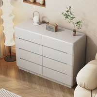 Commode en bois blanc moderne de luxe de haute qualité avec 8 tiroirs, armoire de rangement durable et écologique pour salon et entrée