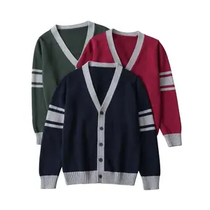 소년 봄과 가을 어린이 면화 코트 네이비 어린이 니트 스웨터 교복 스웨터