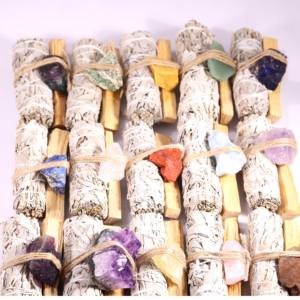 Bundles de sauge blanche Sauge bleue Fleur de lavande Bâton Dragon Sang Sauge Cristal Bénédictions Palo Santo Encens Religieux - Product Image 5