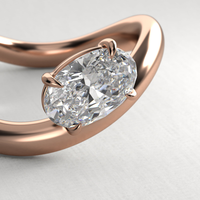2CT Oval Kesim Çapraz Geçişli Tektaş Laboratuvar Üretimi Elmas Nişan Yüzüğü 14K/18K Som Altın IGI Sertifikalı CVD/HPHT Özel Yapım