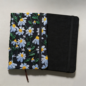 Floral Embroidered Fabric Diary With Black Cover And Elastic Closure - Product Image 1