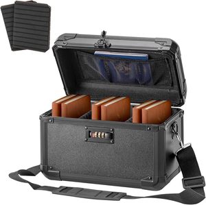 Boîte de rangement verrouillable pour médicaments, argent liquide, téléphone et objets de valeur, à l'épreuve des enfants, portable et durable, 12,2 x 7,8 x 6,8 pouces, noire - Product Image 1