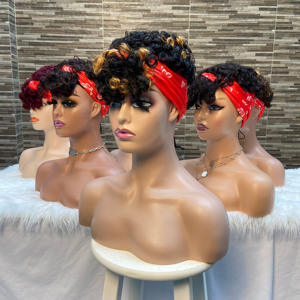 Peluca rizada Afro Wave <span class=keywords><strong>Pixie</strong></span> Cut Natural brasileña 150% densidad corta <span class=keywords><strong>Pixie</strong></span> rizado hecho a máquina Peluca de cabello humano <span class=keywords><strong>banda</strong></span> para el cabello de seda helada - Product Image 2