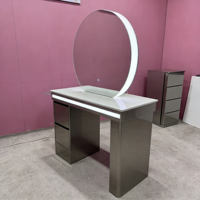 Meuble de salon haut de gamme XFMC, coiffeuse double face avec miroir, équipement de salon, station de coiffure pour salon de barbier