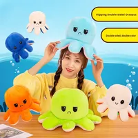 Oreiller pieuvre réversible super doux poupée en tissu PP coton changeant d'humeur changement de visage principalement en peluche anniversaires