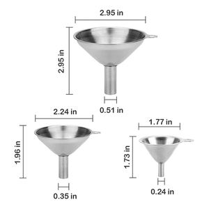 Corong <span class=keywords><strong>Mini</strong></span> Bubuk Memanggang Dapur, Alat Filter Minyak Kedelai Stainless Steel 3 Buah - Product Image 2