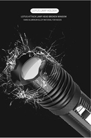 Lampe torche de poche tactique LED ultra-lumineuse 500 lumens en alliage d'aluminium avec interrupteur arrière, zoom et clip ceinture pour camping et EDC