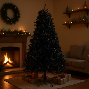 Sapin de Noël artificiel DB de 2,1 m en PVC noir léger, arbre d'intérieur sur pied avec support en fer, décorations personnalisables - Product Image 2