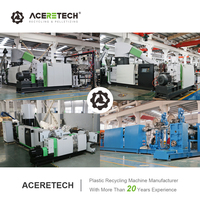 ACERETECH Ligne de granulation de plastique double étage 160-1200 kg/h pour PE, PP, LDPE, PC, EPS, PA, PPR avec moteur ACSS