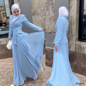 Lavoro modesto musulmano <span class=keywords><strong>donna</strong></span> indossa giacca Blazer di Design con perline blu con gonna lunga Midi abbigliamento professionale <span class=keywords><strong>da</strong></span> <span class=keywords><strong>ufficio</strong></span> - Product Image 5