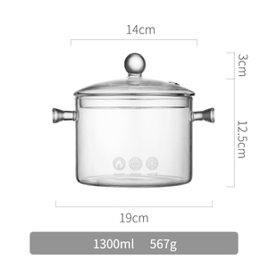 Marmites de cuisine transparentes à double oreille de grande taille, marmite de cuisine en verre borosilicate - Product Image 4